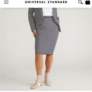 Universal Standard Danube Ponte Pencil Skirt Navy/White Stripe NWT US size “S”